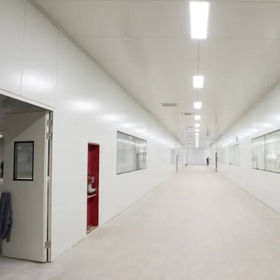 Pharmaceutical clean room with sandwich panel walls