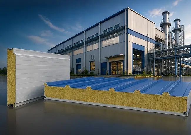 Restaurant and hotel interior with insulated sandwich panels