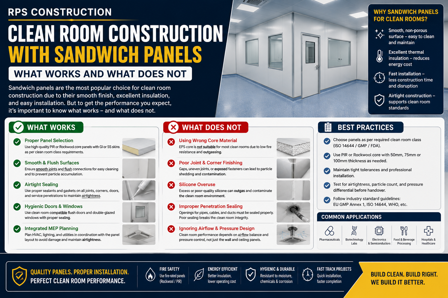 Clean room construction with Sandwich Panel