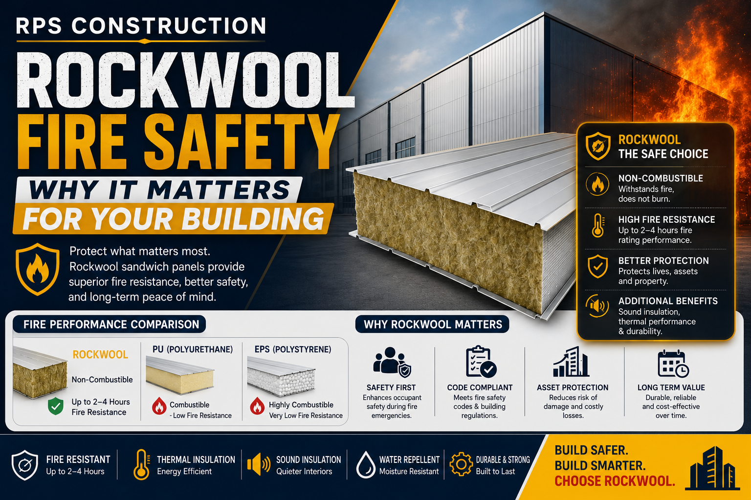 Rockwool insulation material for fire protection
